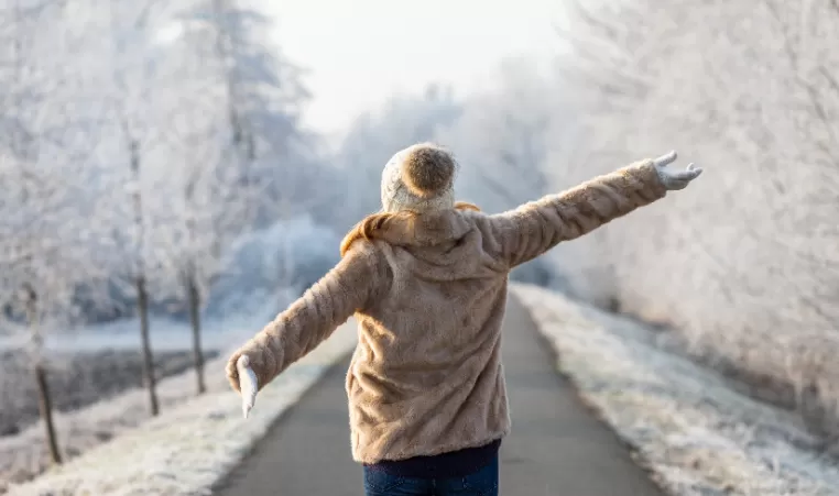 Woman walking in the winter