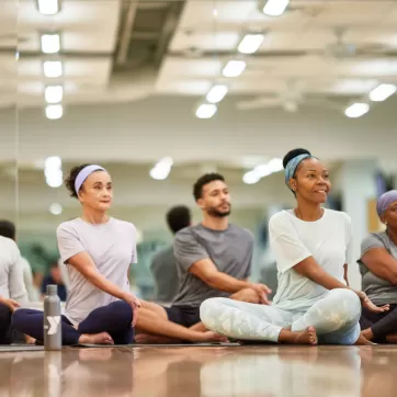 A group yoga class