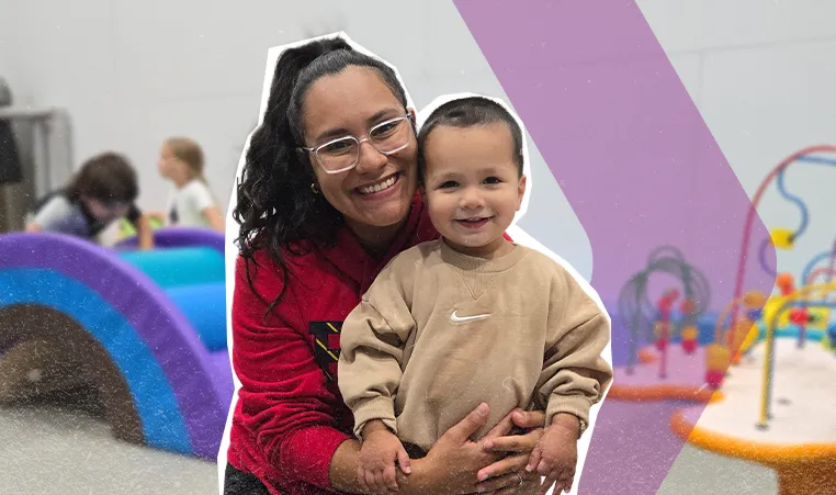 mother and child playing at the YMCA indoor playground