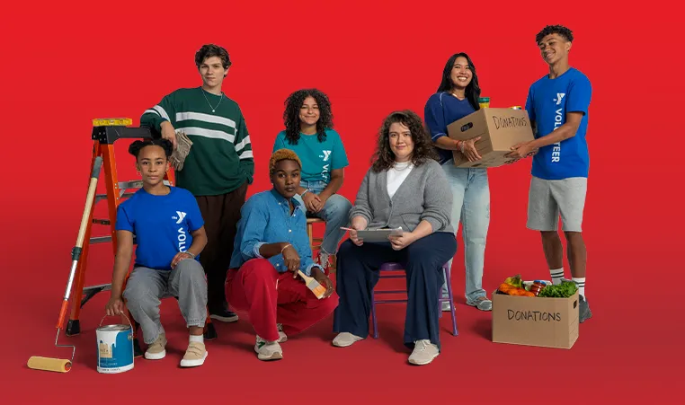 group of volunteers in a studio