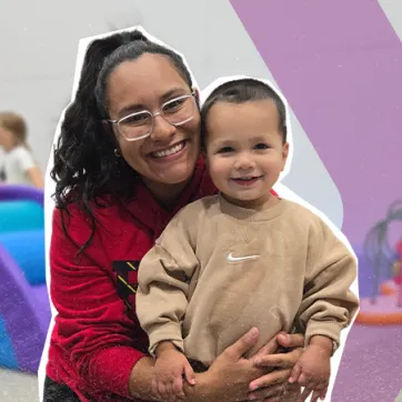 mother and child playing at the YMCA indoor playground